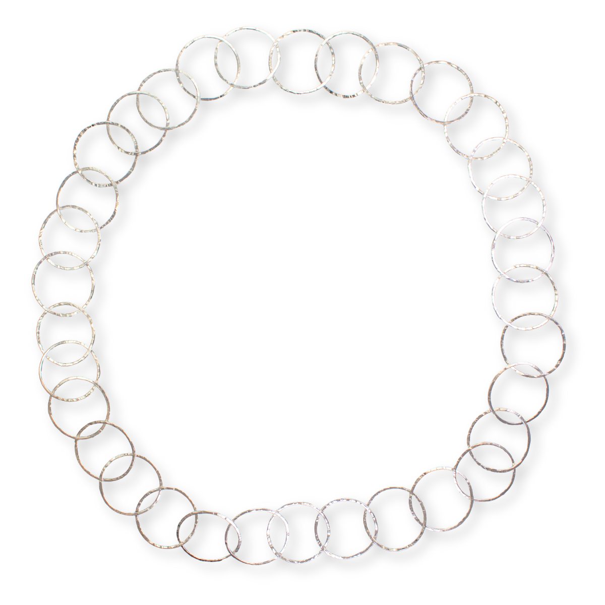 Round Hammered Long Chain In Sterling