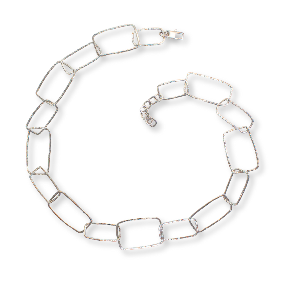 Hammered 24" Sterling Rectangular Link Chain