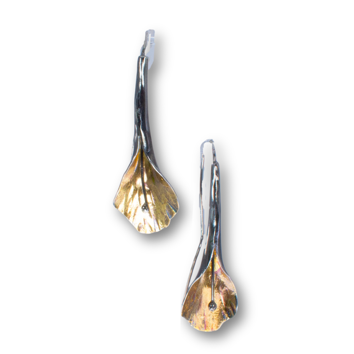 "Cascade" Medium Sterling Earrings w/ gold