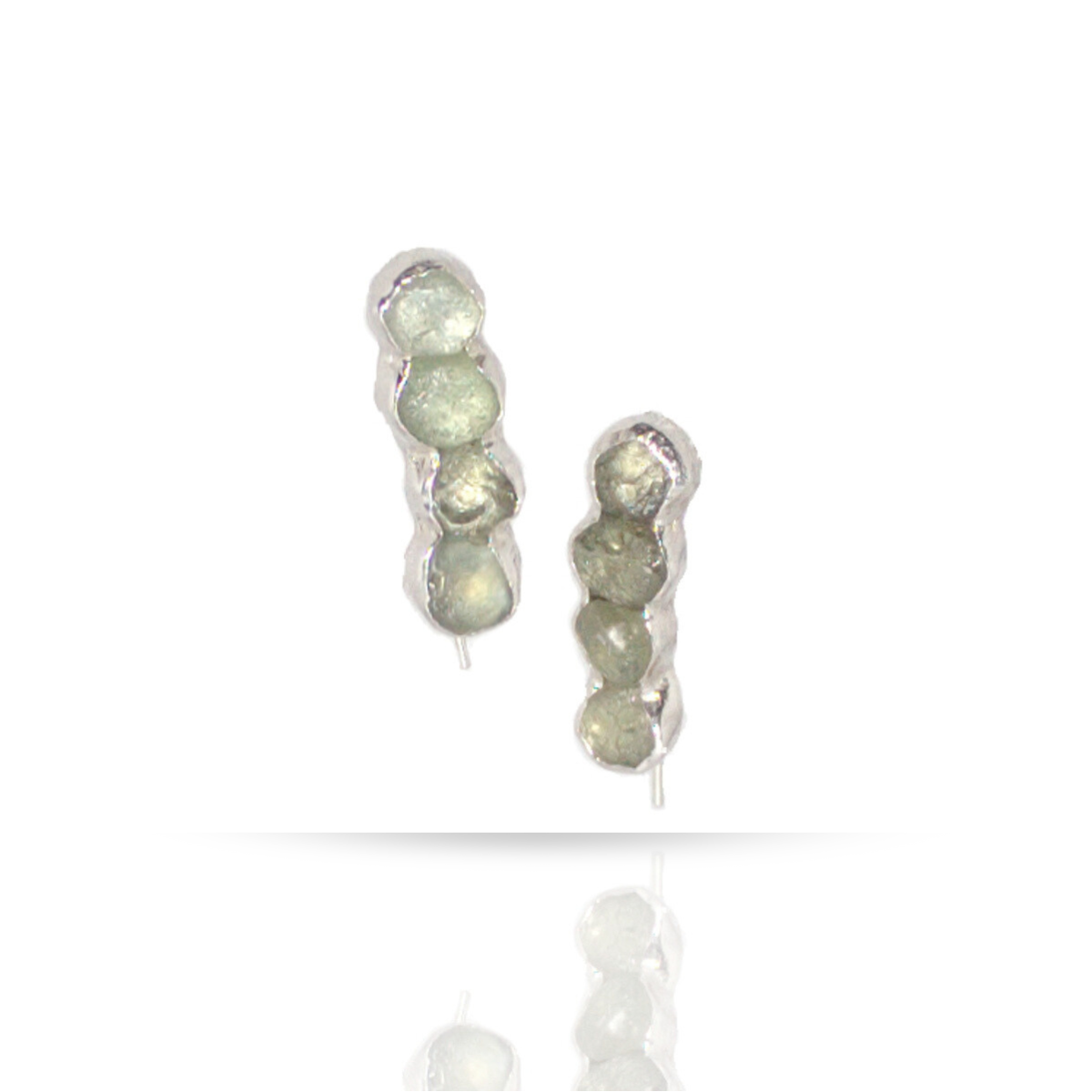 Fine,Sterling Earrings with 4 raw sapphires