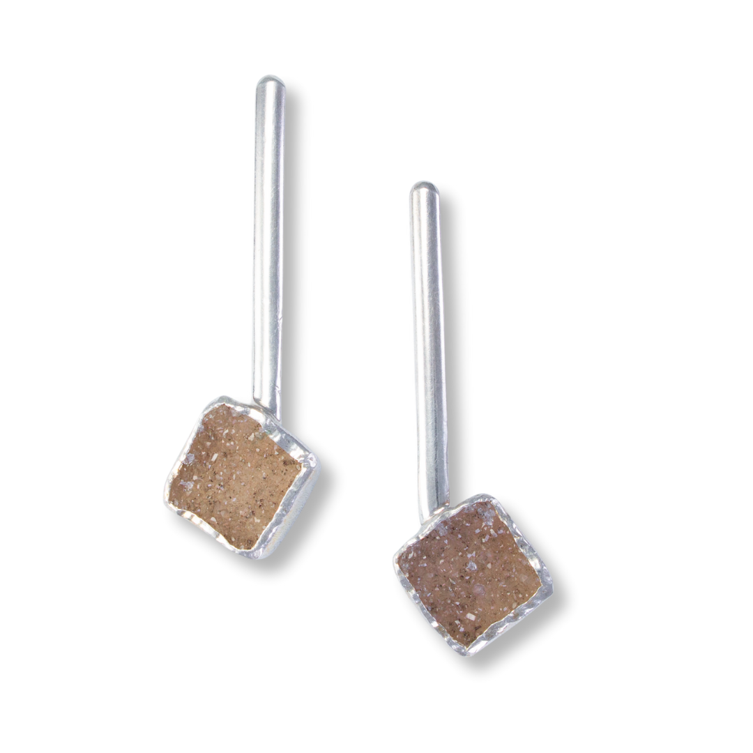 Short Pendulum - Sterling, Fine Silver, drusy triangles