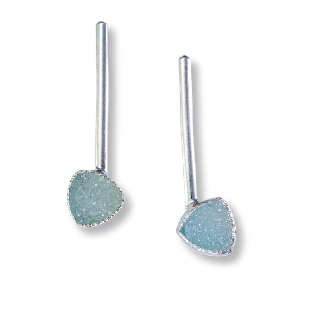 Medium Pendulum - Sterling, Fine Silver, drusy triangles