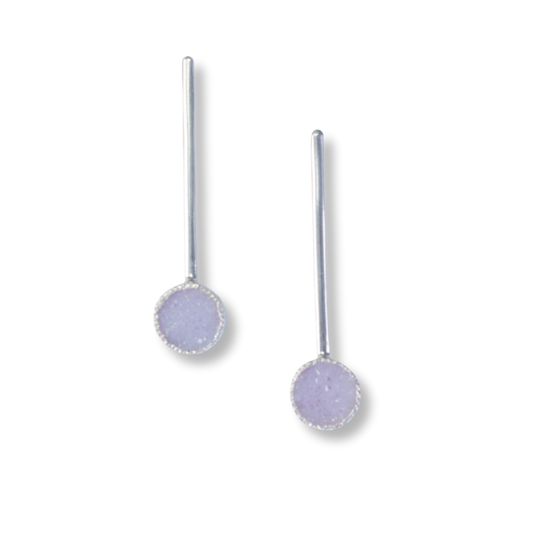 Small pinkish white rounds  - Sterling, fine silver, drusy