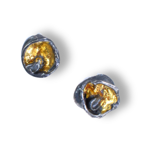 Blackened silver with 24k gold keum boo on water drop posts