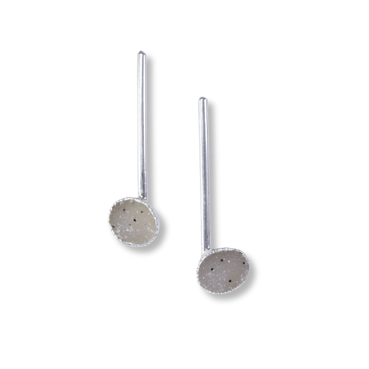 Medium Sterling, fine silver, drusy - medium white ovals/black specs