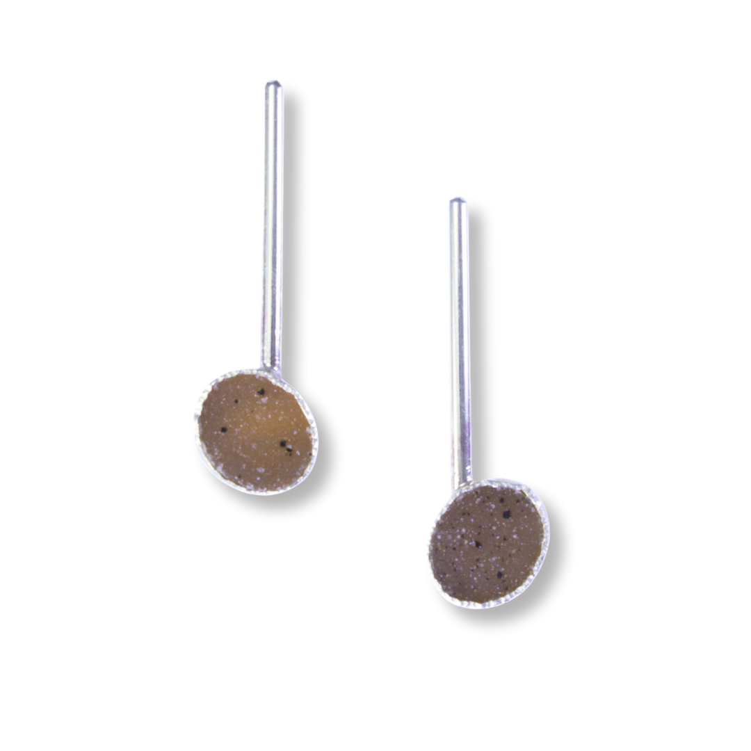 Medium Sterling, fine silver, drusy - large beige ovals with black specs