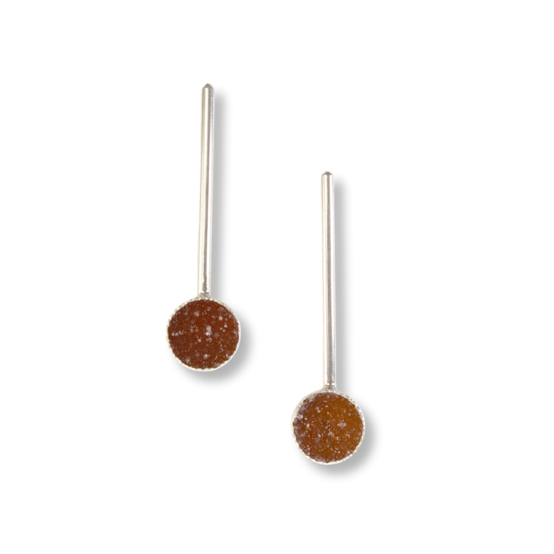 Medium Sterling, fine silver, drusy - medium orange druzy