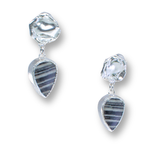 Zebra Jasper Teardrop Earrings on Water Cast Posts