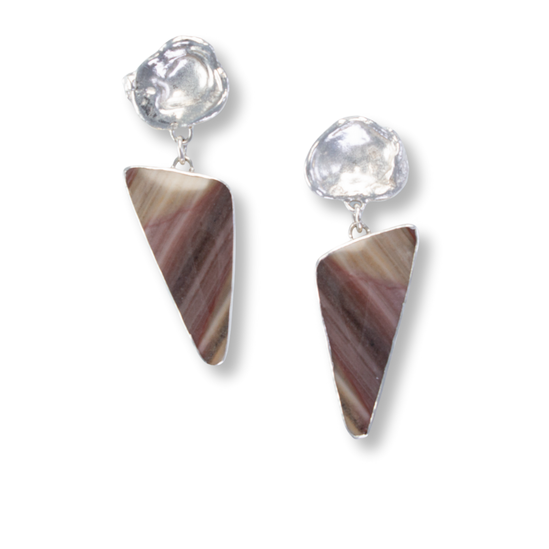 Sterling,fine silver striped jasper earrings