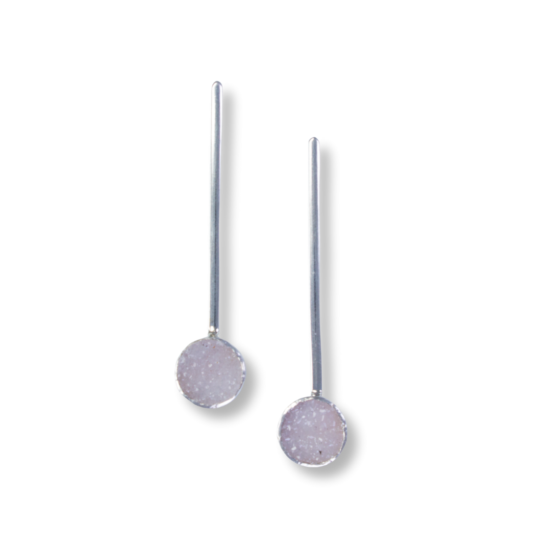 Long Pendulum - Sterling, Fine Silver, drusy Round