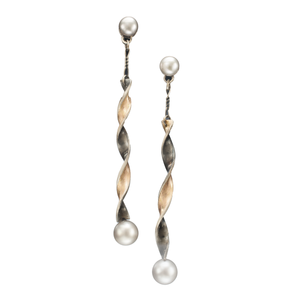 Blackened sterling & 14kt Rose Gold Twists with pearls