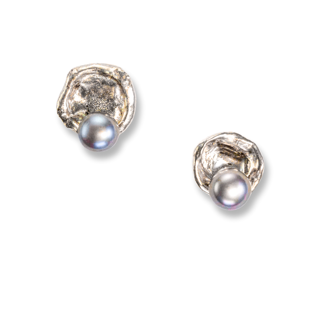 Sterling silver water drops with grey pearl