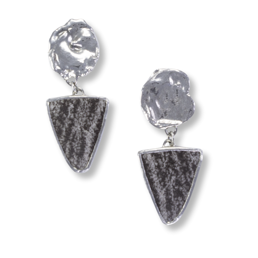 Sterling, fine silver triangles-brown stripe jasper