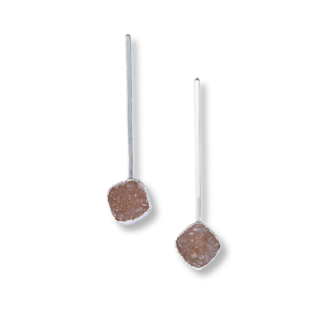 Medium Pendulum - Sterling, Fine Silver, drusy Square