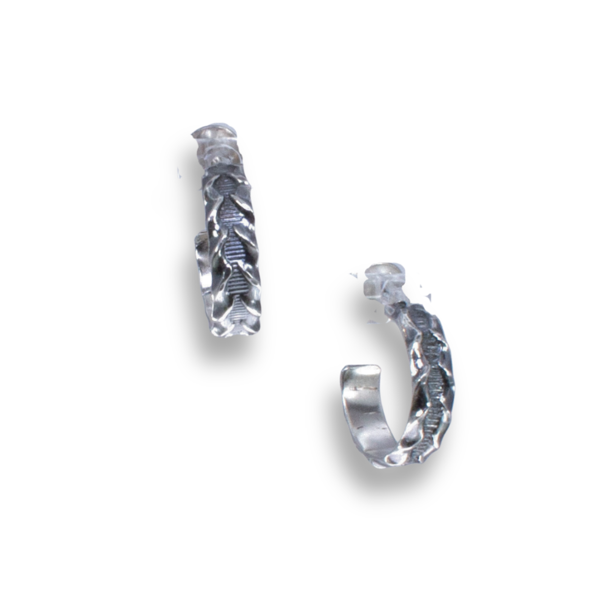 Zig-Zagged half hoop sterling posts - blackened