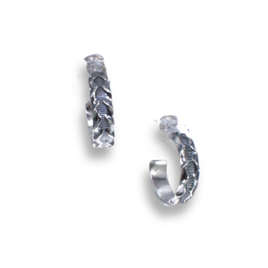 Zig-Zagged half hoop sterling posts - blackened