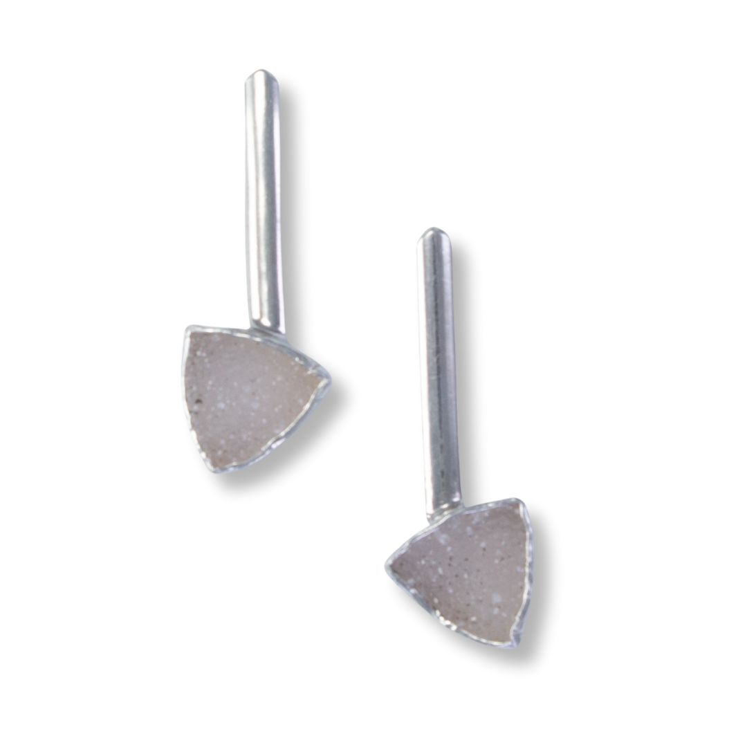 Triangle posts - Sterling, fine silver, drusy