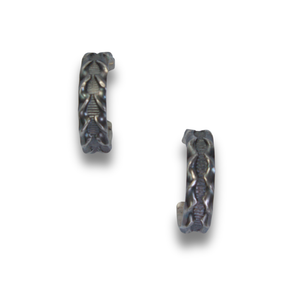 Zig-Zagged half hoop sterling posts - blackened