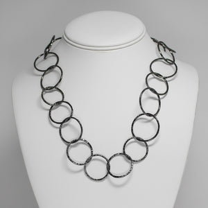 Hammered 20" Lg/Sm Circles Chain in Blackened Sterling