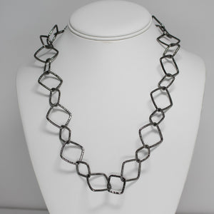 Hammered 20" Lg/Sm Squares Chain in Blackened Sterling