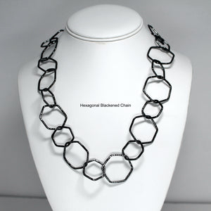Hammered 20" Lg/Sm Hexagons Chain Blackened