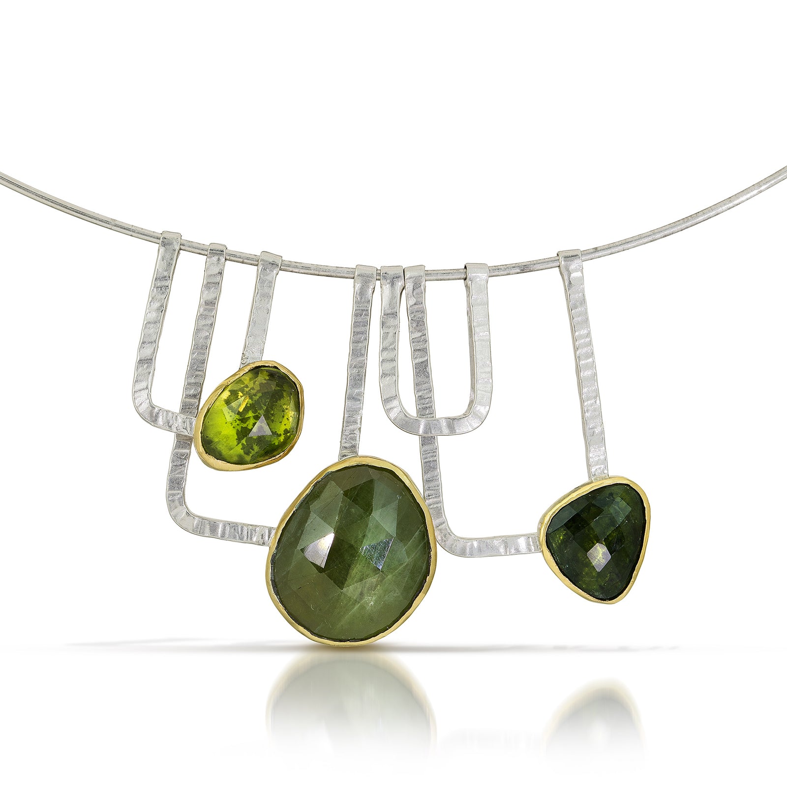 Cirque Trapeze in Green - Sterling and 18k gold w/ Green Sapphire, Peridot,Moldavite