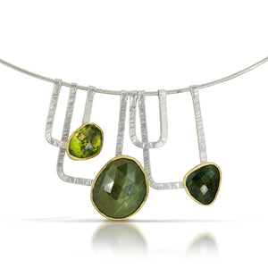 Cirque Trapeze in Green - Sterling and 18k gold w/ Green Sapphire, Peridot, Moldavite
