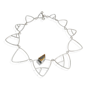 "Trillians" - Large Abstract Faceted Citrine on Sterling Chain