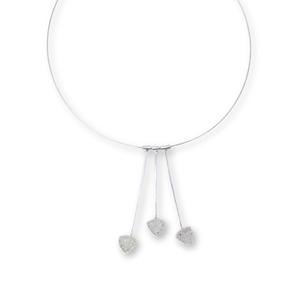 Pendulum Necklace- Small white triangles - Sterling, fine silver, drusy