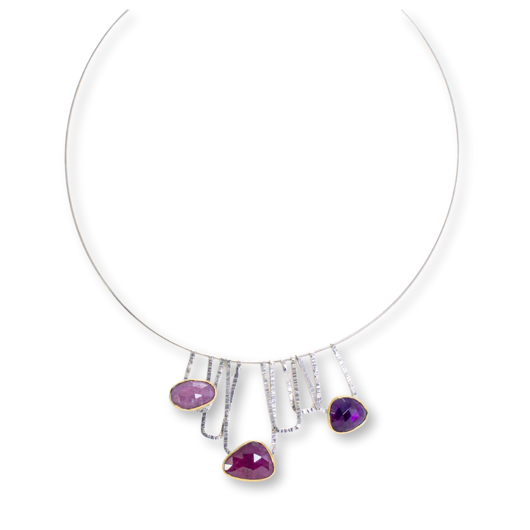 Cirque Trapeze in Purples - Sterling and 18k gold w/ Pink Sapphire, Ruby, Amethyst