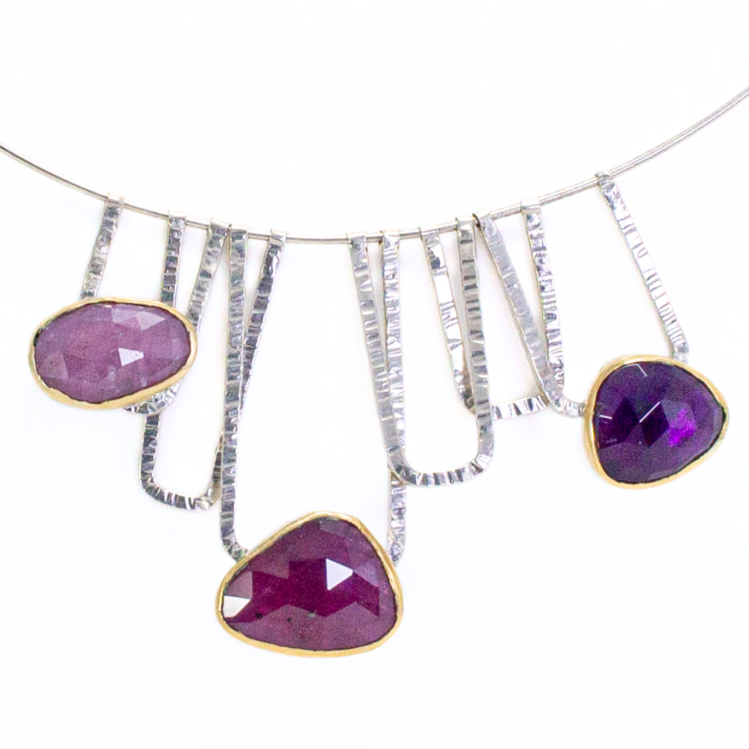 Cirque Trapeze in Purples - Sterling and 18k gold w/ Pink Sapphire, Ruby, Amethyst