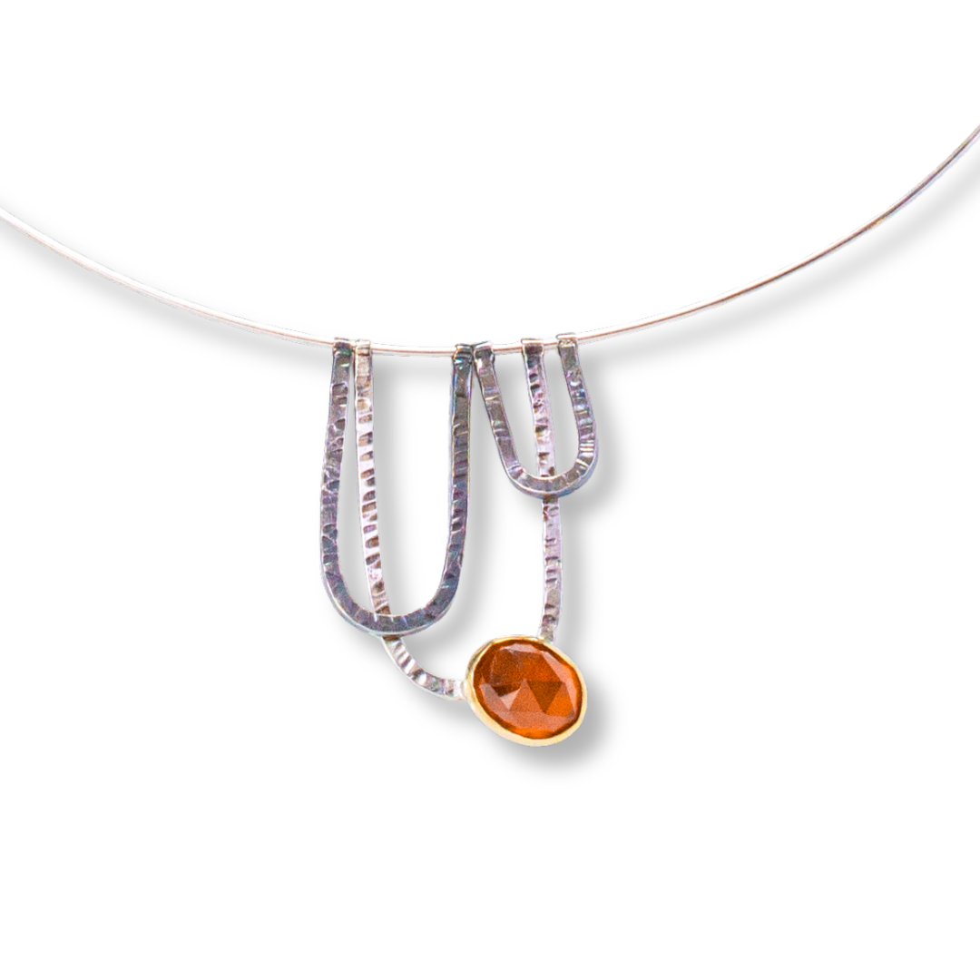 Cirque with Hessonite Garnet - Sterling and 18k gold w/ Garnet
