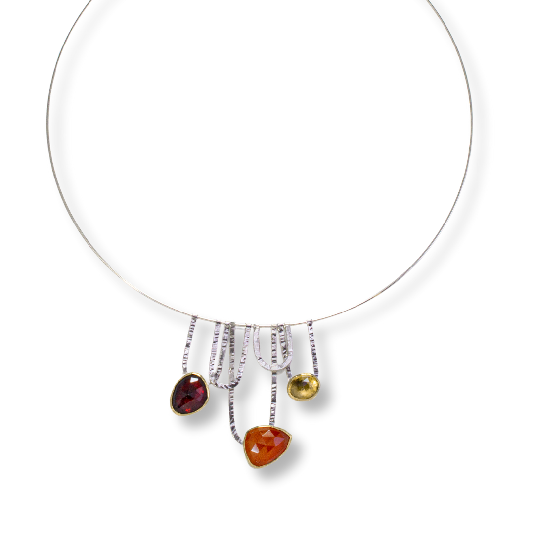 Cirque Necklace in Autumn - Sterling and 18k gold w/ Garnet, Citrine, and Carnelian