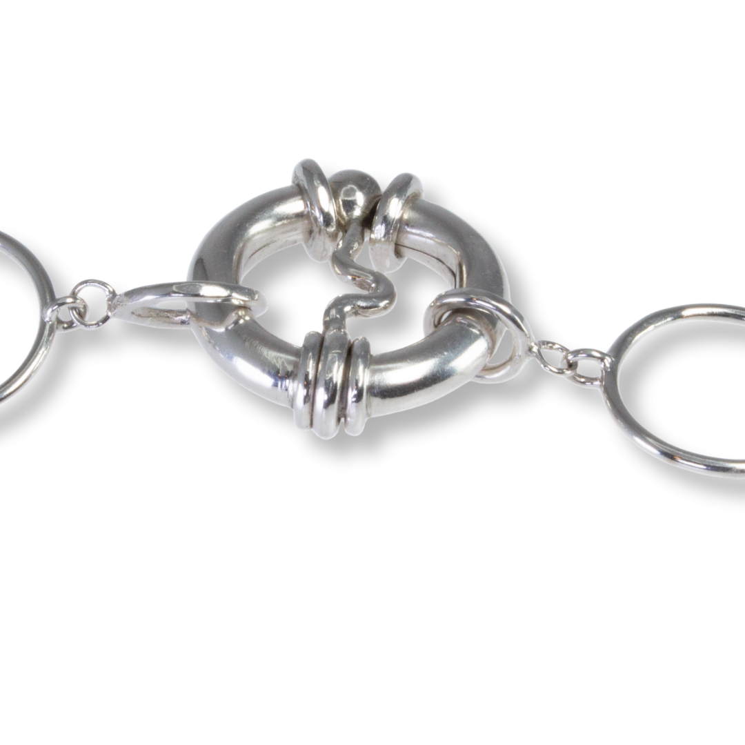 "Effervesence #3" - 3 Chinese Writing Stones in Sterling Circles with Knocker Clasp