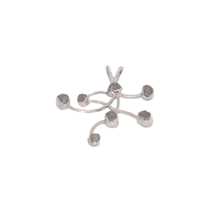 Seven raw sapphires in sterling, fine silver branch