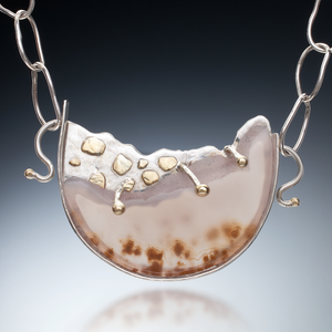 "Penumbra" - Drusy in Sterling, Fine Silver & 18k gold