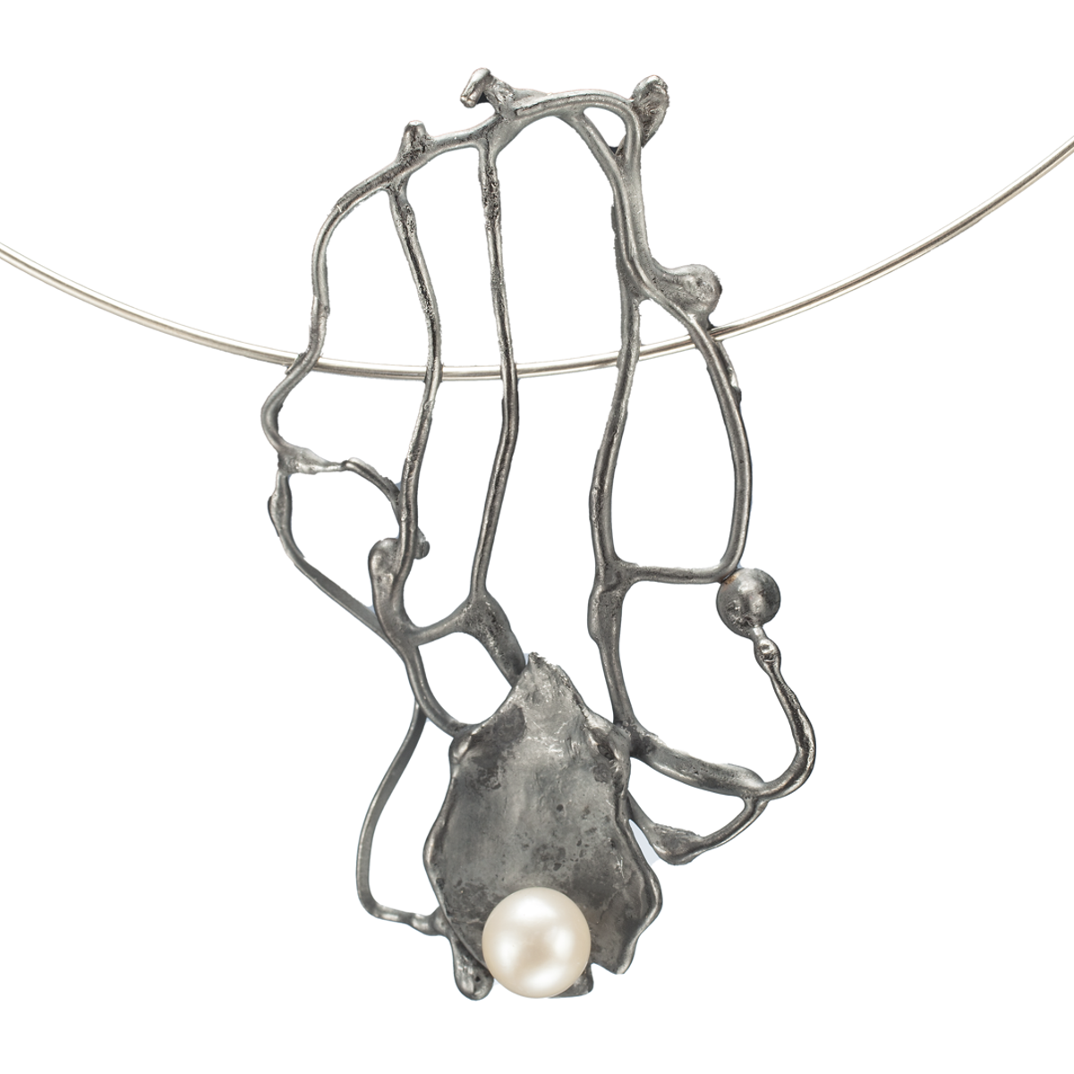 "Webworks" - Sterling Abstract with Pearl