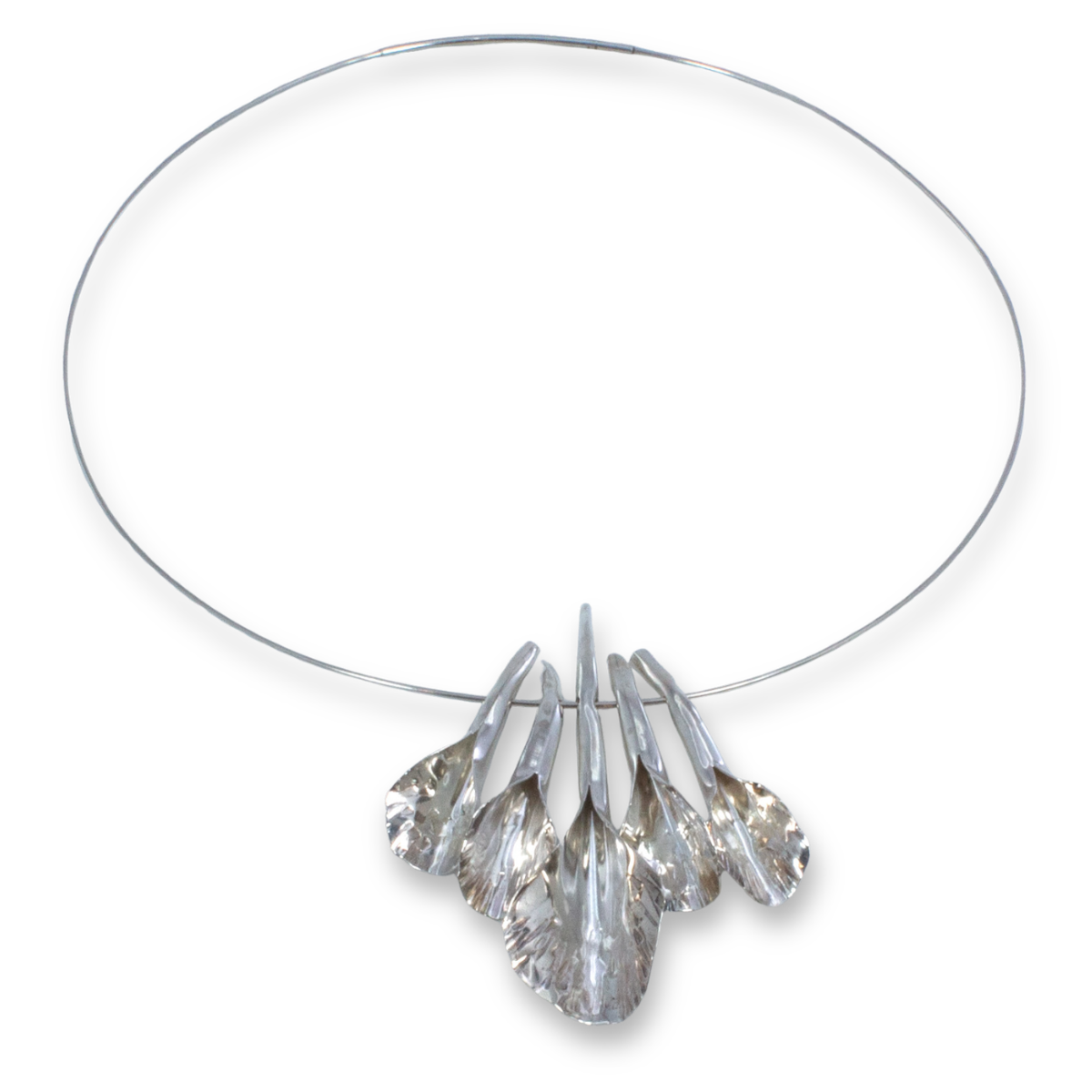 "Cascade #5" - Five Silver Cascades on Silver Neckring