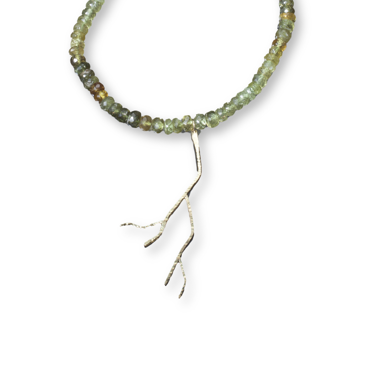 18k gold Lightning Bolt on peridot w gold clasp