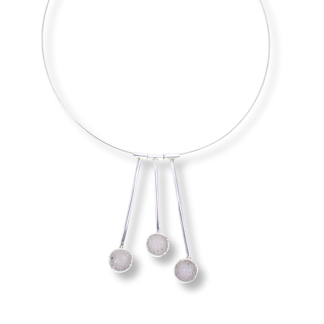 Pendulum #9 - Sterling, fine silver, drusy