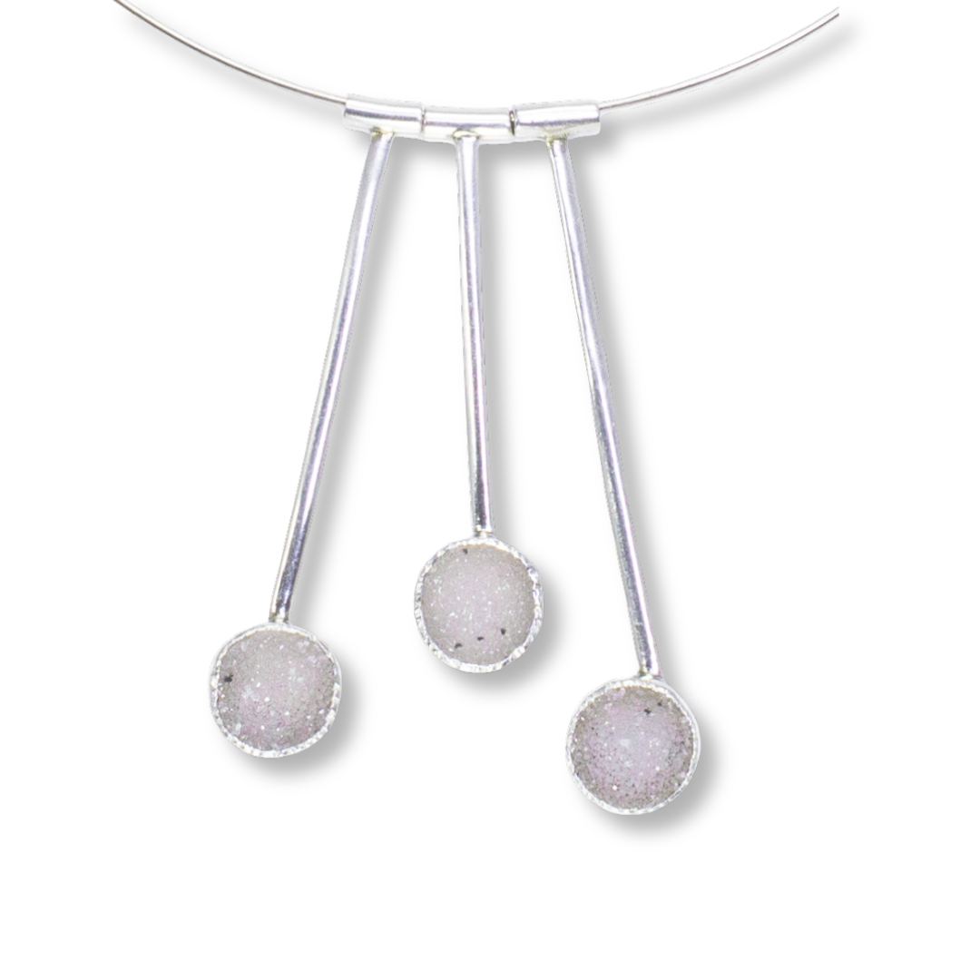 Pendulum #9 - Sterling, fine silver, drusy