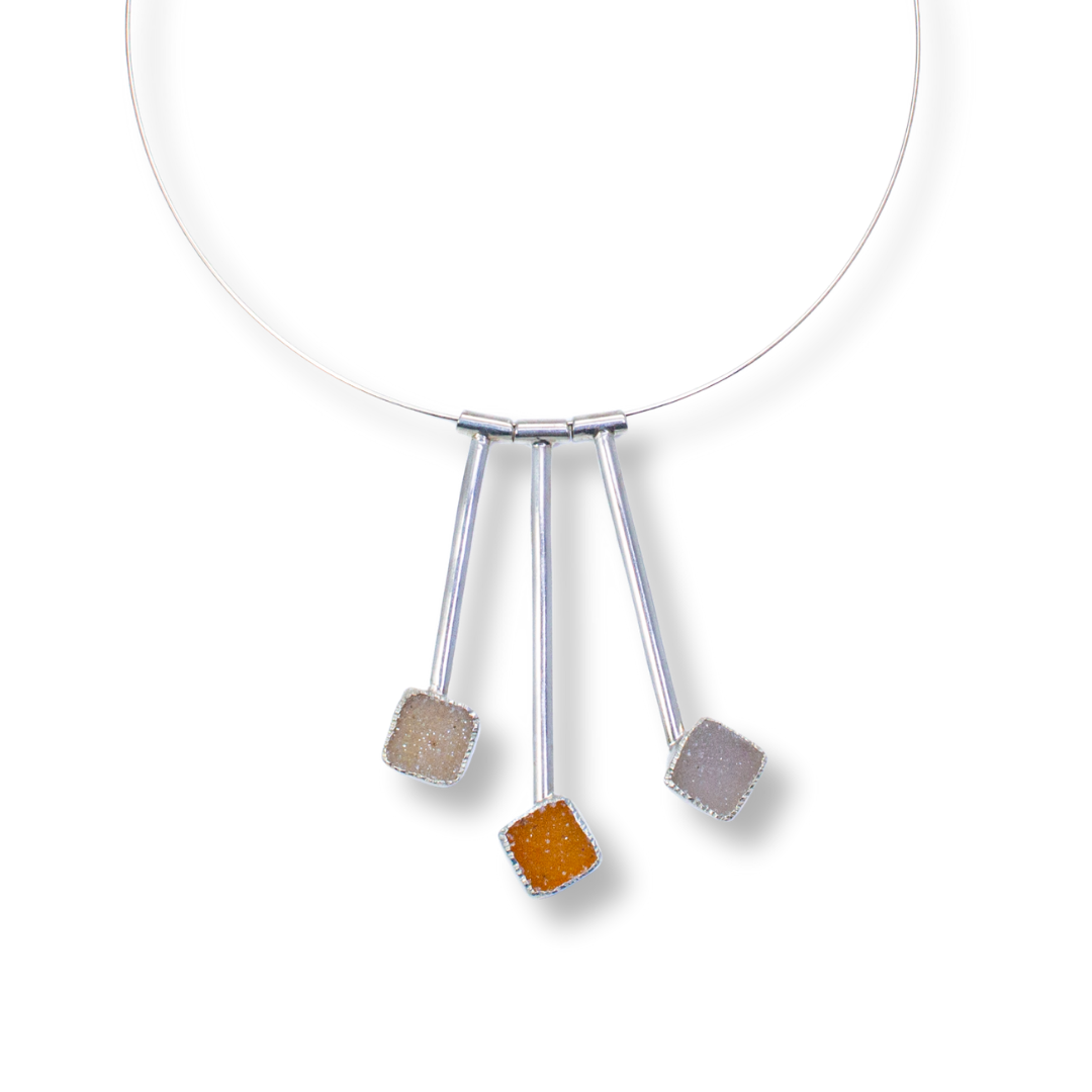 Pendulum #11 - Sterling, fine silver, drusy