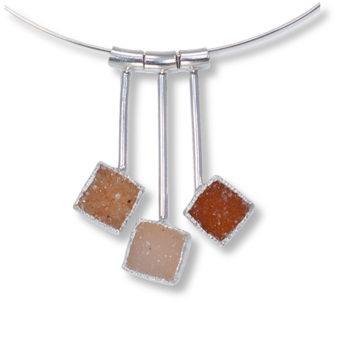 Pendulum #11 - Sterling, fine silver, drusy