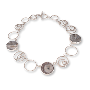 "Effervesence #2" - 3 Amorite Chalcedony Roses in Sterling Circles