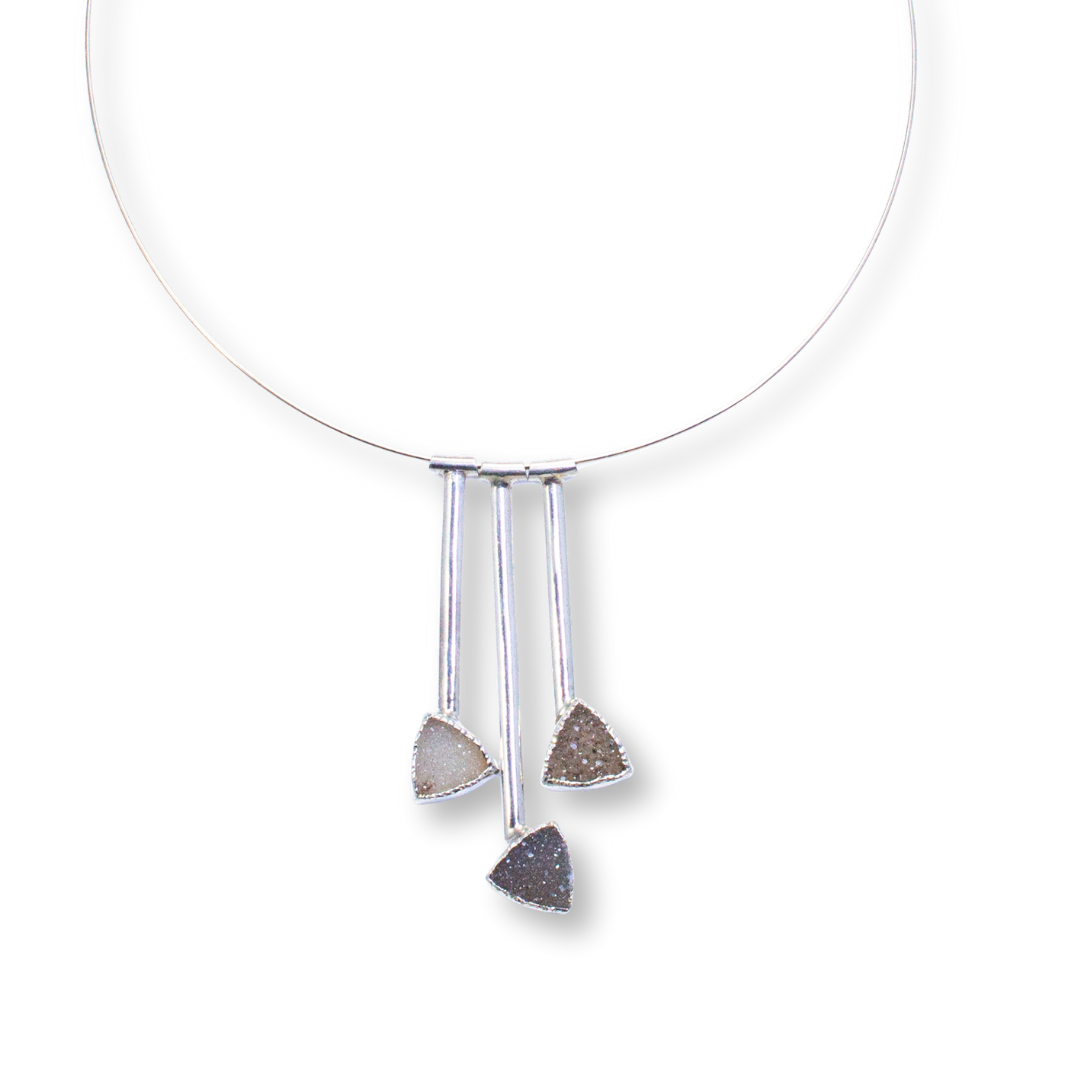 Pendulum #28 - Sterling, fine silver, drusy