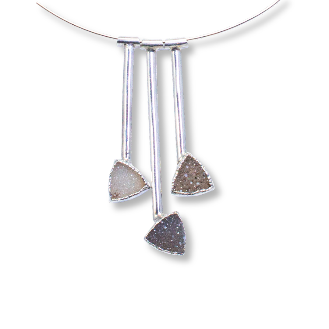 Pendulum #28 - Sterling, fine silver, drusy