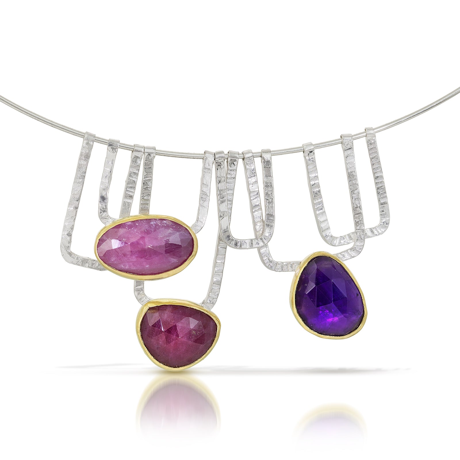 Cirque Trapeze in Purples - Sterling and 18k gold w/ Pink Sapphire, Ruby, Amethyst