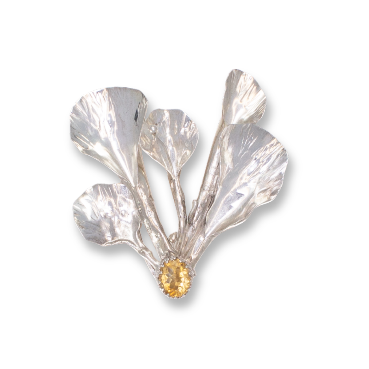 Sterling Cascade Cluster w,faceted oval citrine