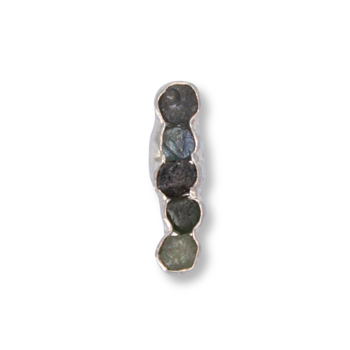 Raw Sapphire Segments Pin/Pendant on Sterling Neckring