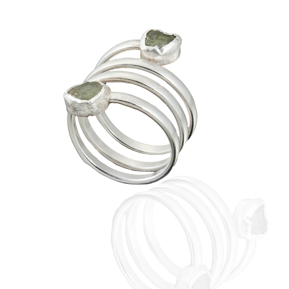 "Ephemeral Loops 2"-Sterling triple loop w 2 sapphires